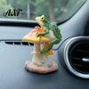 Waterproof Terrarium Decorations Resin Frog on Mushrooms Figurine, DIY Micro Landscape Bonsai Ornament, Miniature Mushroom Figurines Garden