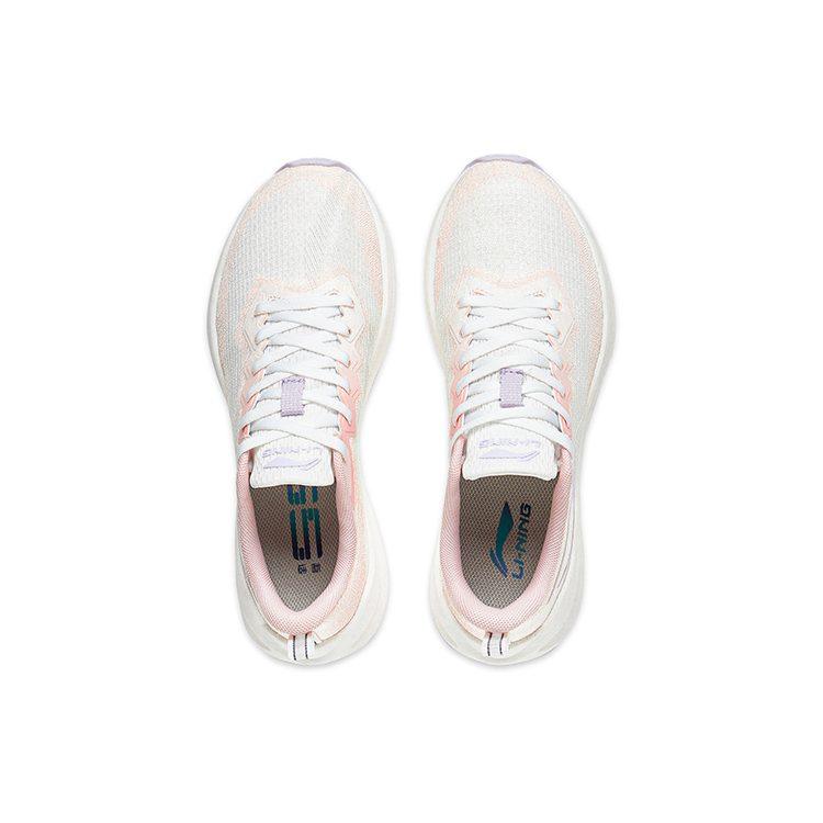 Li Ning Wuyue Cushioning Slip Resistant Abrasion Resistant Breathable Low Top Casual Running Shoes Women's White Pink ARST004-1