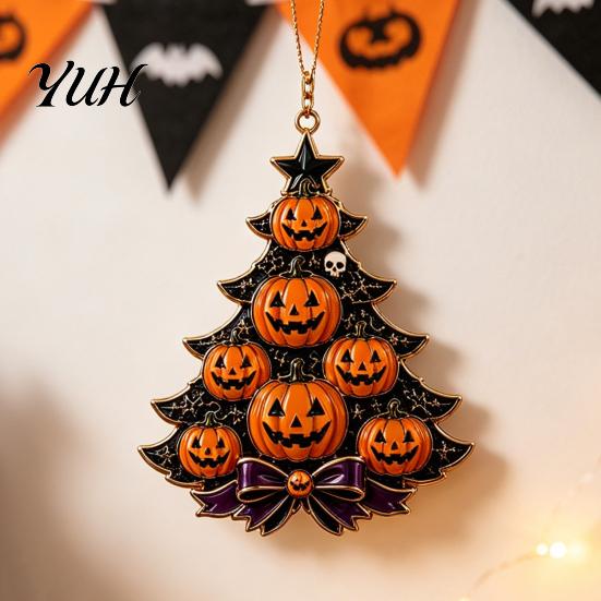 Lightweight Haunted House Props Halloween Tree Acrylic Hanging Ornament, Pumpkin Ghost Skull Seasonal Spooky Party Door Signs Decor, Pendant for Home,