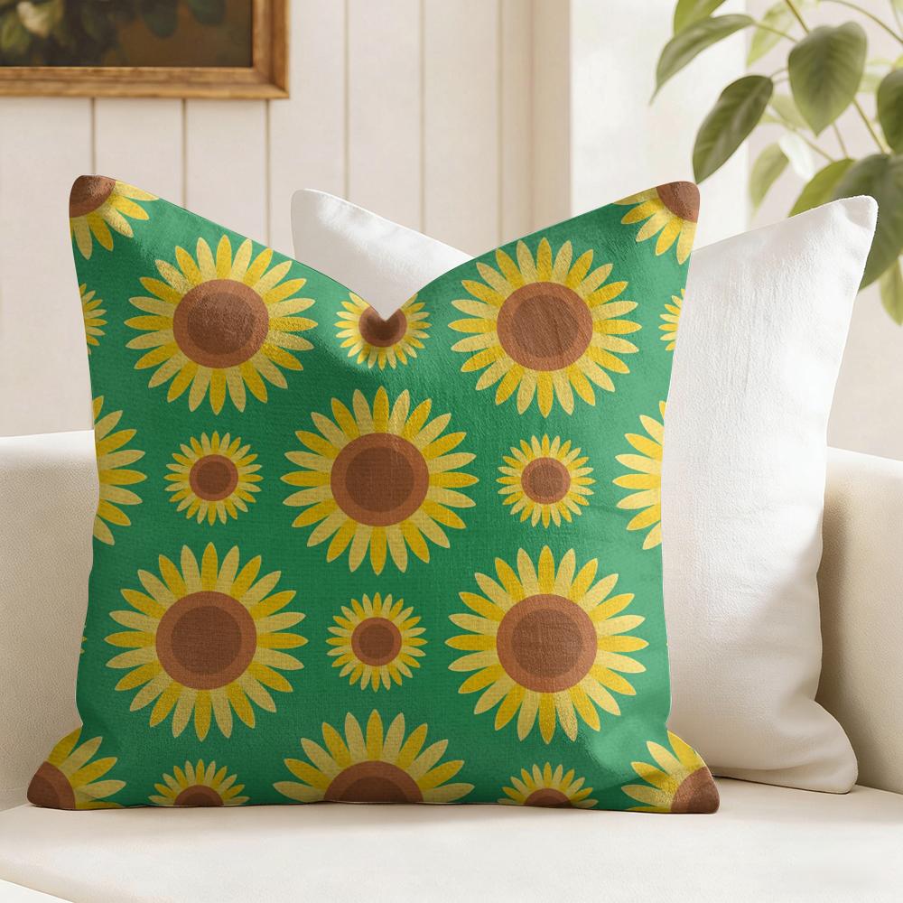 Sunflower Pattern Cushion Cover Natural Linen Pillow Cover DoubleSided Print Cushion Cover for Sofa Home Decor