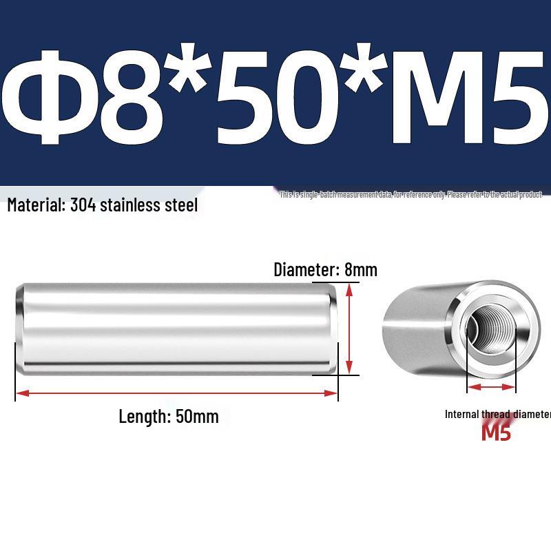Pin Cilindric din Oțel Inoxidabil 304 cu Filet Interior M4/M6/M8 și Orificiu - Coloană de Suport și Ghidare
