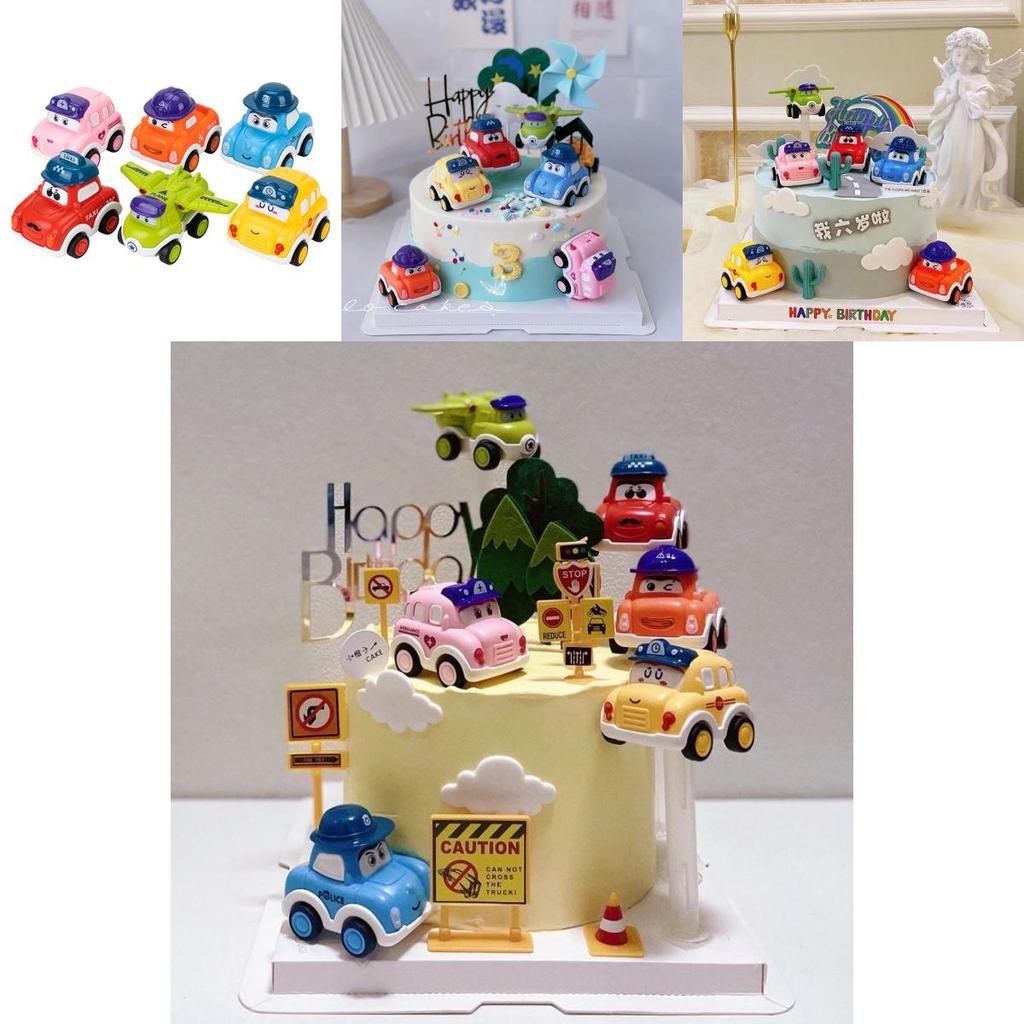 Adorable Cartoon Race Car Cake Decoration Set Perfect For Children's Birthday Celebrations