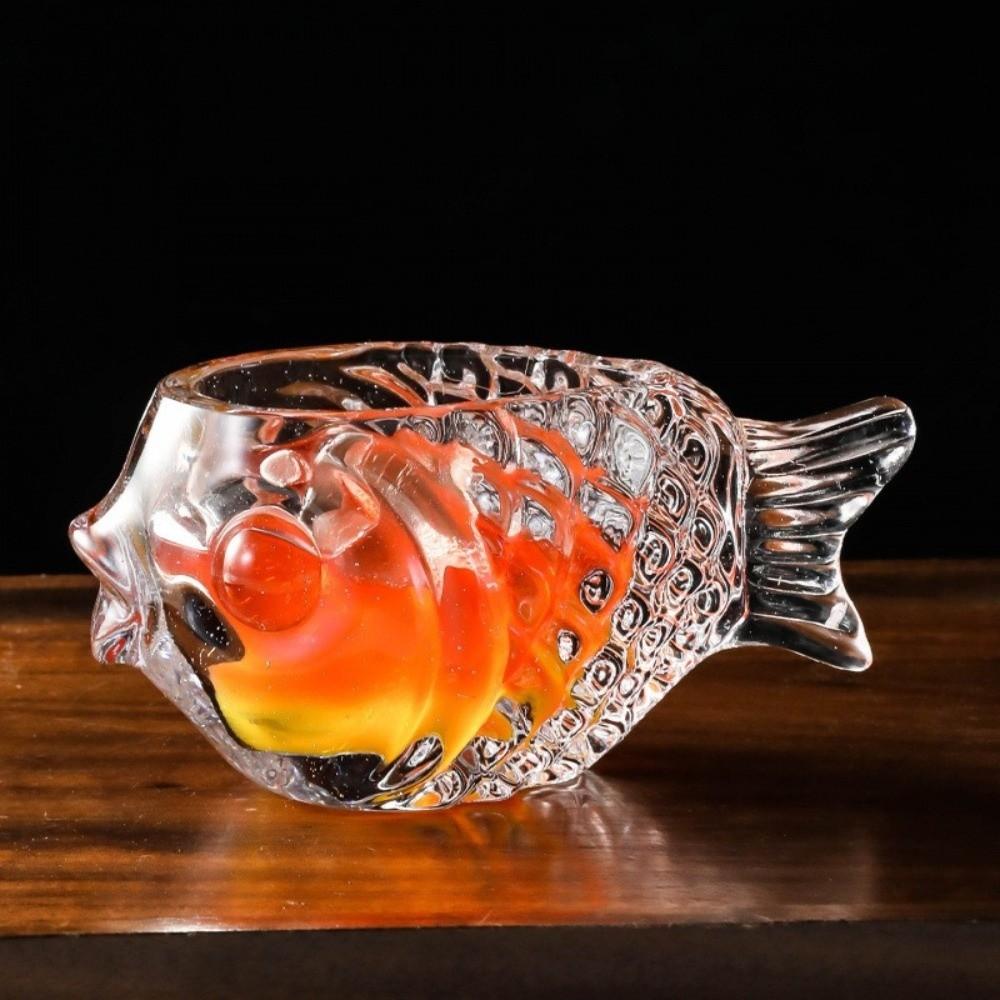 3D Fish-shaped Glass Transparent Wine Glass Unique Smoothies Bowl  Cold Drink