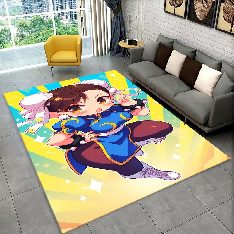 Retro Street Fighter Games Cartoon Carpet Rug for Bedroom Living Room Sofa Playroom Doormat Home Decor,Kid Area Rug Non-slip