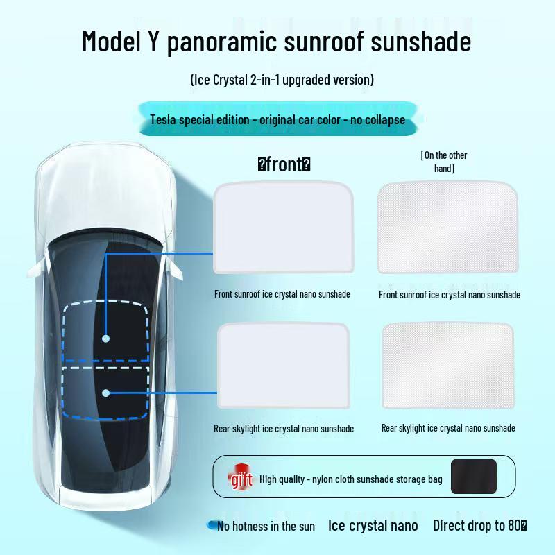 Sunshade Heat Blocker for Tesla Model Y/3 Facelift Sunroof Nano Ice Crystal Insulation Layer [White]
