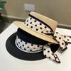Sombrero de Paja con Protección Solar Sombreros de Ala Ancha Estilo Cubo Elegante Sombrero Francés de Copa Plana Verano