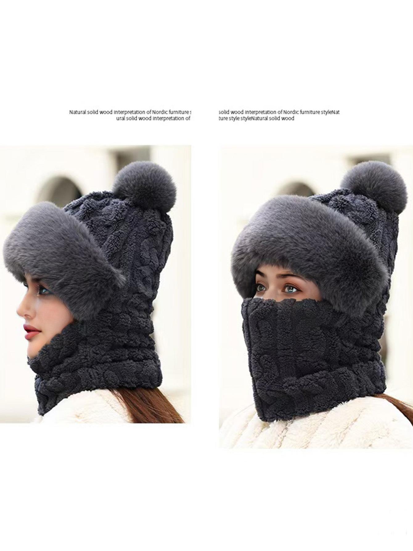 

Шапка Жіночий зимовий шарф Маска Інтегрований набір із двох частин Вітрозахисний флісовий захисний навушник Кепка Потовщена тепла кепка Баотоу