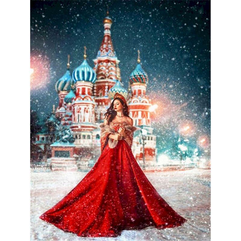 5d Elmas Sanat Boyama Kitleri Zarif Kadın Portresi Elmas Nakış Mozaik Kale Manzara Ev Dekorasyon