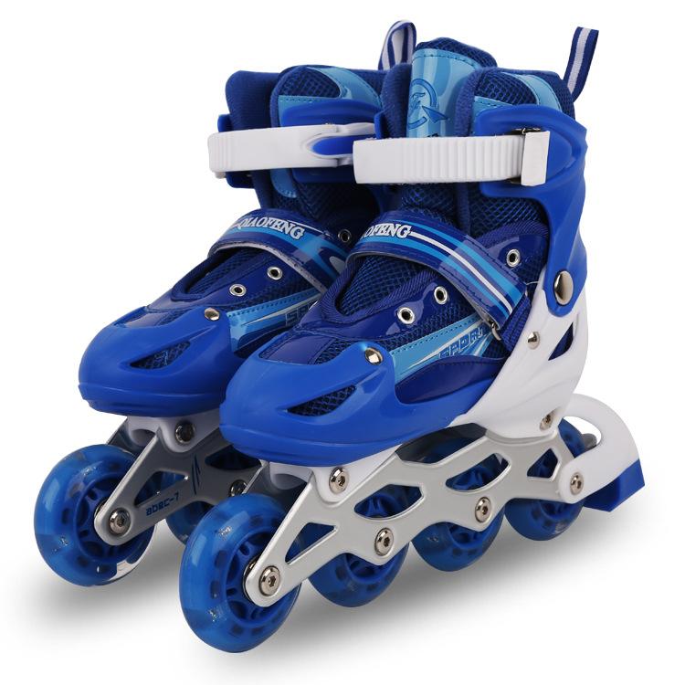 New Single Row PU Skates Children's Flash Suit Adult Roller Skates Men's and Women's Speed Skating