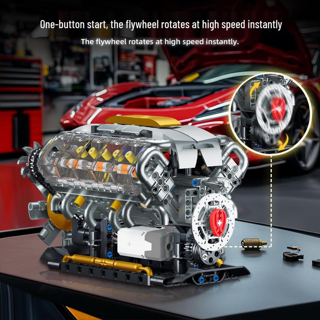 Gaoshan 3053 V8 Engine Electric Turbocharged Lego-Compatible Toy Bricks