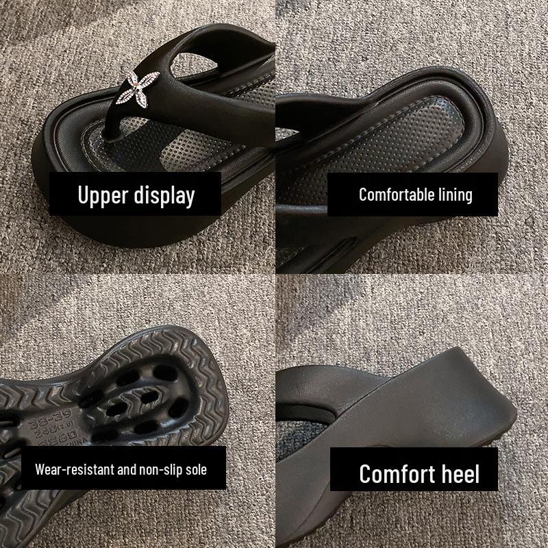 2025 Damen Flip-Flops mit Höhenabsatz: Dicksohlige, vielseitige Sommerslipper für Outdoor-, Strand- und Freizeitkleidung.