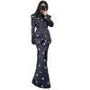  Autumn and Winter New Casual Design Sense Loose Straps Fashion Temperament Printed Blazer Long Skirt Set
