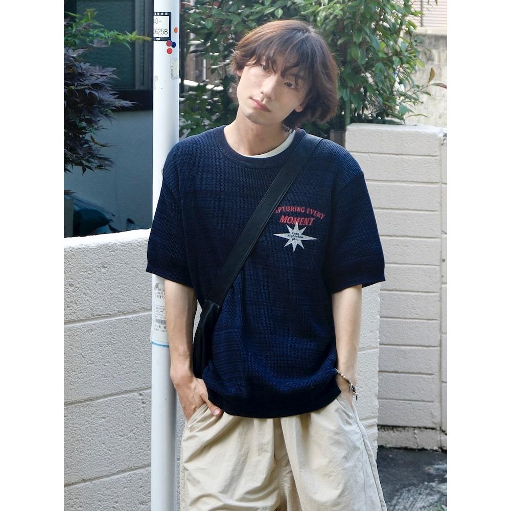 8Seconds Mini Print Knit Short Sleeve Knit Navy (264751Cy1R) Navy/M