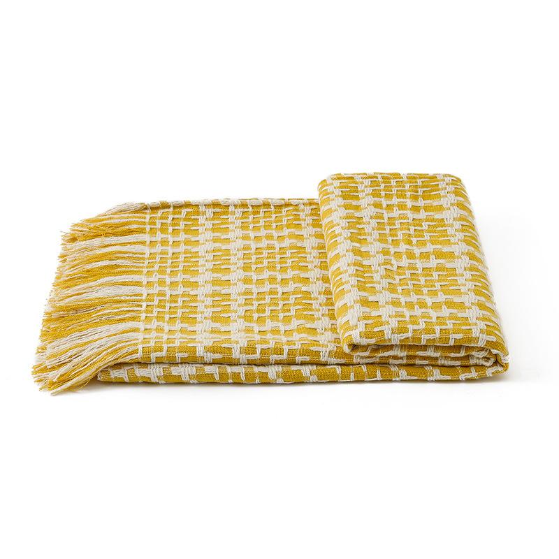 French Bed Cover Weaving Grid Bed Flag Hotel and Homestay Bed End Towel Living Room Sofa Background Decorative Blanket Multi Functional Bedding