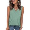 Summer European Style Women V-Neck Casual Loose Fit Solid Color Tank Sleeveless