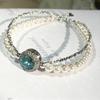 New sea blue pearl and silver double-layer bracelet for women, cat-eye casual style, gift for girls and best friends, live stream jewelry