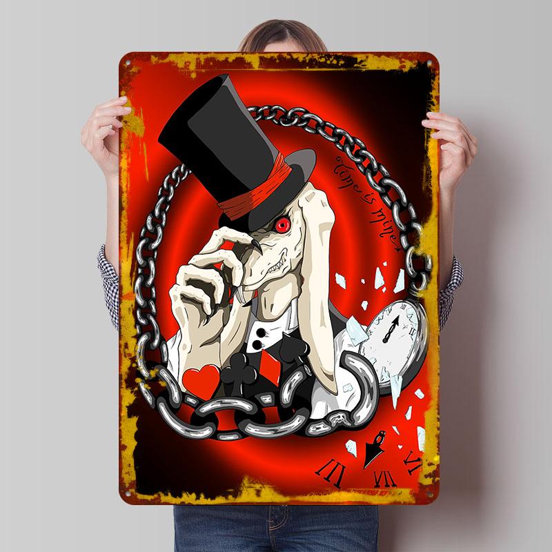 

Creepy Rabbit With Top Hat Printed Poster Customized Wall Art Retro Vintage Metal Tin Signs for Room Ornaments Wand Deko Decor 7.9x11.8In(20x30cm)