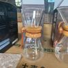 Transparent Glass Coffee Pot, Wood Chips Anti-scalding Hand Flushing, Coffee Sharing Pot with Scale