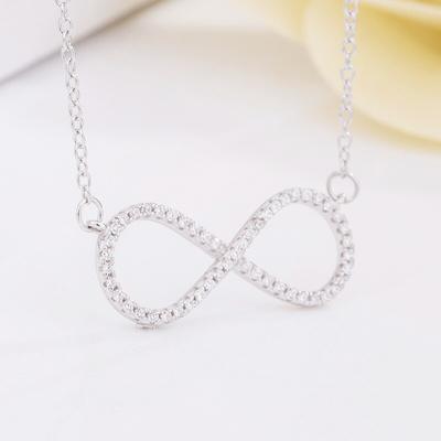 S925 Silber Halskette Anhänger Temperament 8-Zeichen Diamantbesetzte Halskette Hochzeits Geburtstagsgeschenk Schmuck