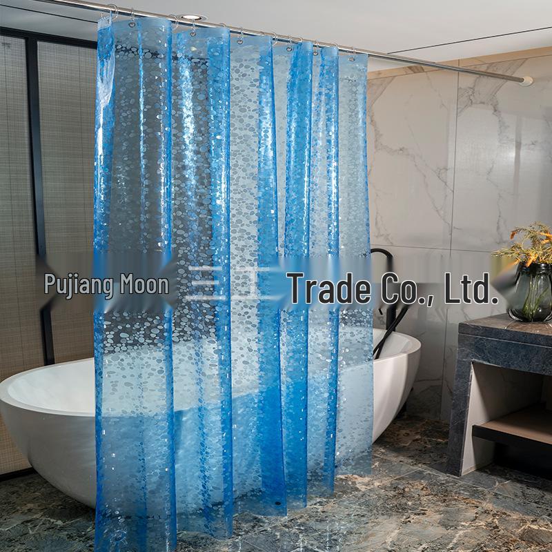 3D Printed PEVA Shower Curtain with Hooks – Thick, Waterproof, Mildew-Resistant Bathroom Partition