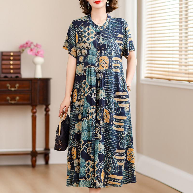 

Женские свободные платья, летние повседневные элегантные платья больших размеров с короткими рукавами для женщин, винтажная одежда 5XL