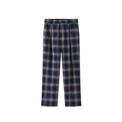 PEACEBIRD Women's Stylish Plaid Straight-Leg Trousers