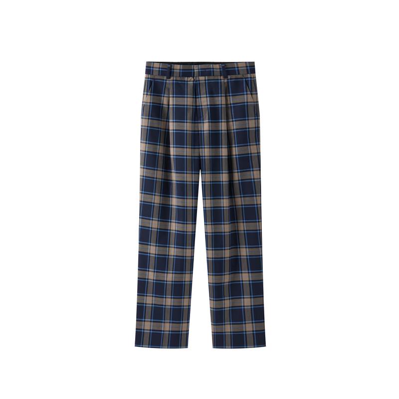 

PEACEBIRD Women s Stylish Plaid Straight-Leg Trousers S