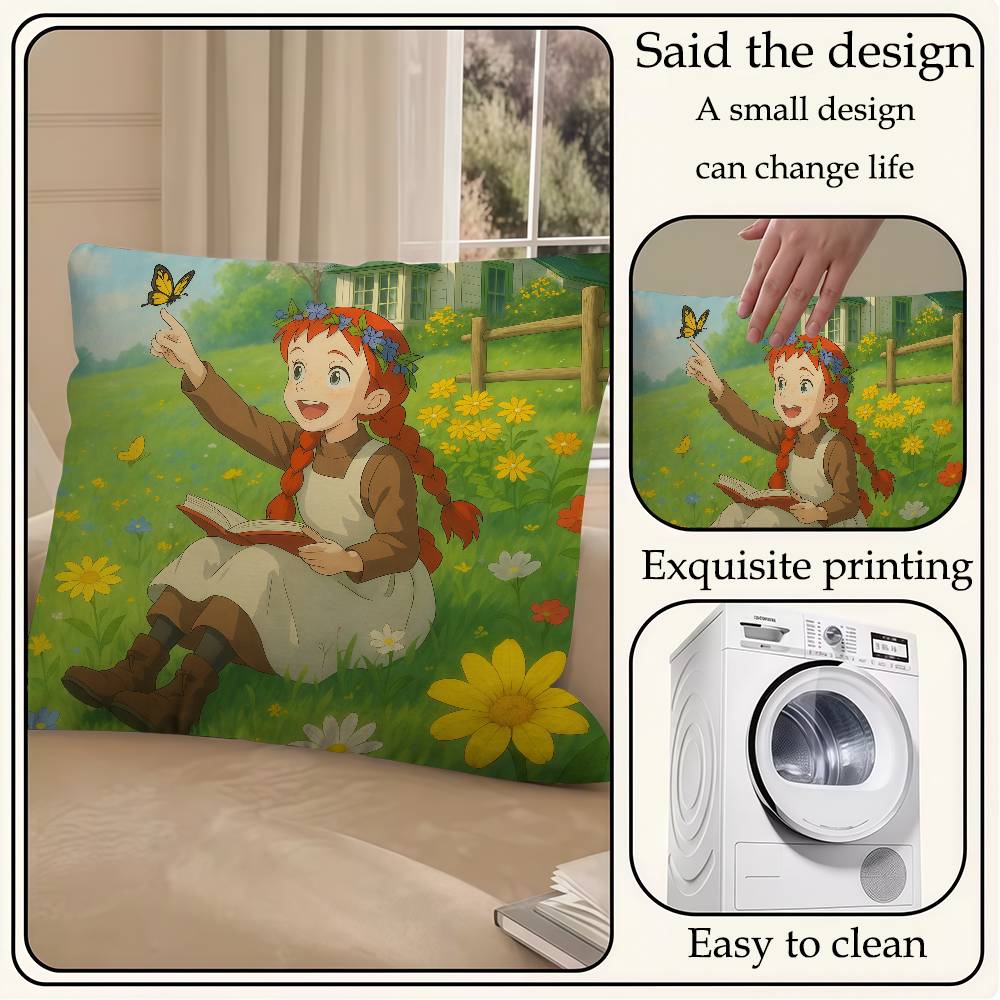 Green Wall Anne Sherley With E Pillowcase Toon Gift Cushion Cover Bedroom Home Sofa Chair Seat Decor Pillow Case