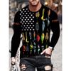 Men's O Neck Long Sleeves Full Body Fish Pattern Moisture Absorption Quick-Drying Fishing Hiking Bicycles Sports 3D T-Shirts