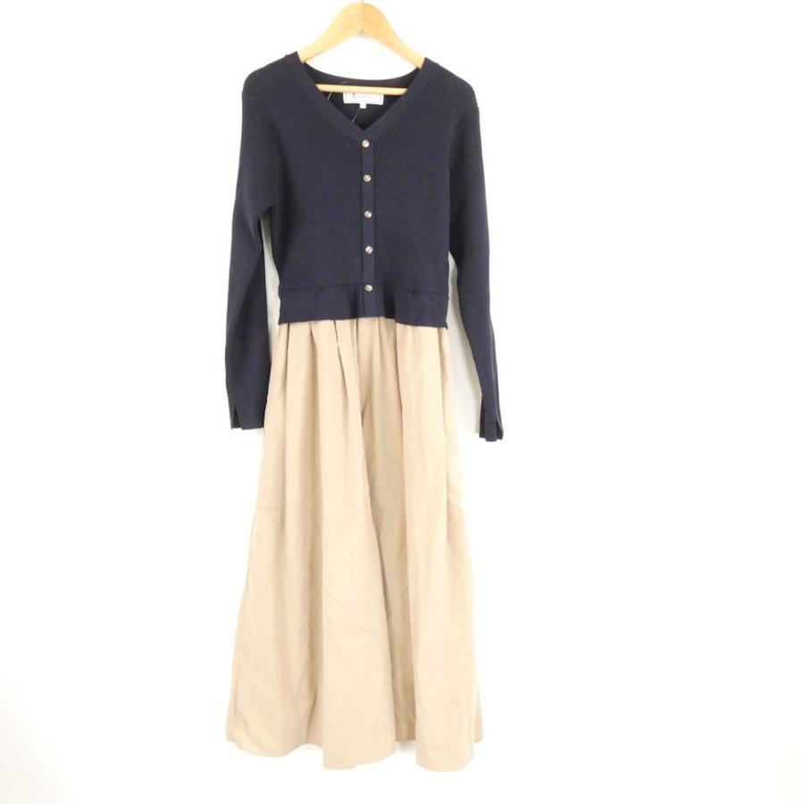 ROPE PICNIC GDE-55160-B-1 Metal button docking dress S Rayon etc. Long sleeve Calf length Flare Women s AC1776A88