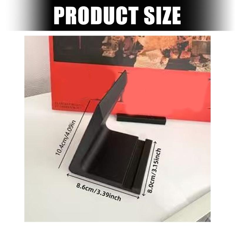 Record Shelf Display Stand with L Shaped Support and Front Stops Media Corners for Desktop Record Player Placement