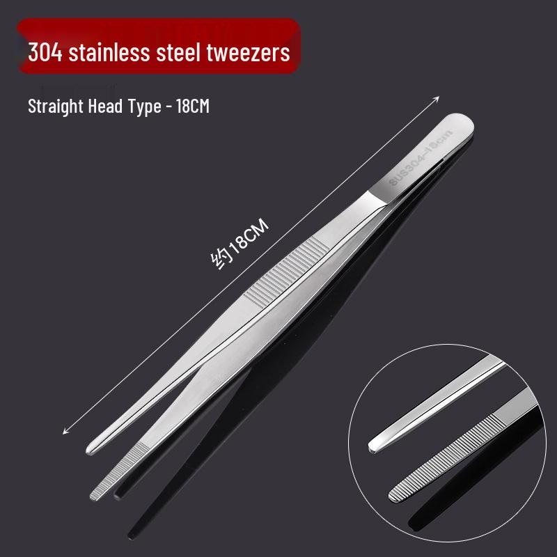 Thickened Stainless Steel Non-slip Beauty Tweezers Set – Straight & Bent Tips for Makeup, Nail Art, & Beading.