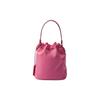 Prada Re-Edition Re-Nylon Enamel Triangle Metal Logo Drawstring Closure Fabric And Leather Bucket Bag Mini Women bags Coral-Pink 1BE067_R064_F0638