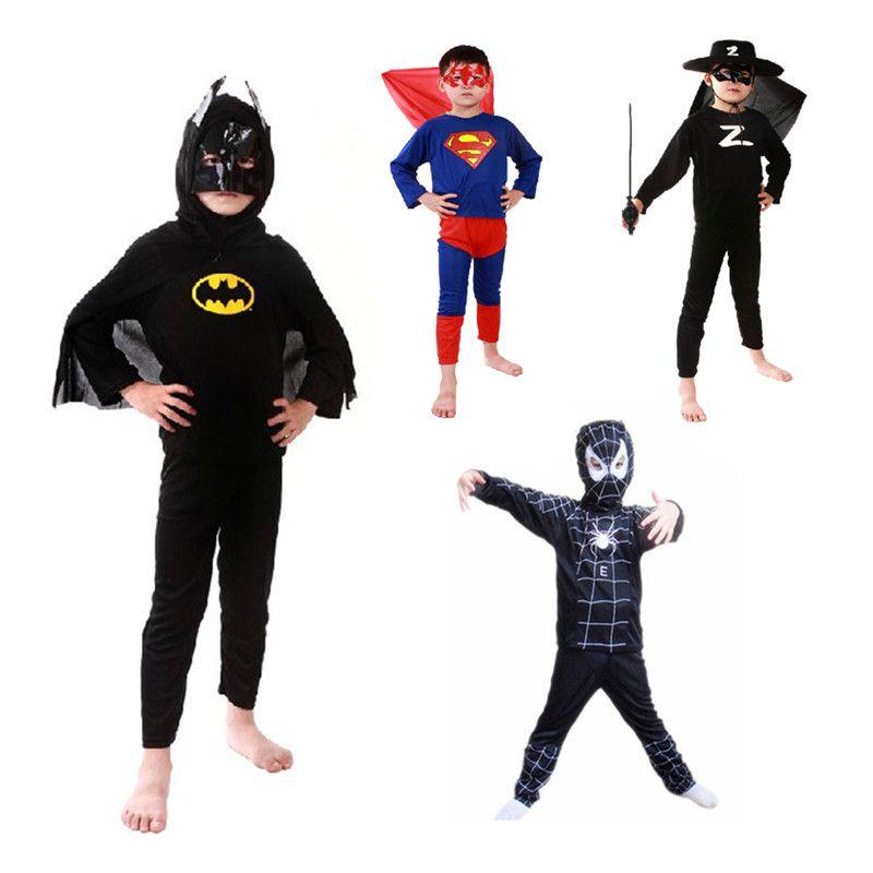 Vibrant Kids Halloween Superman Bat Spider Man Cosplay Costume Clothes Sets
