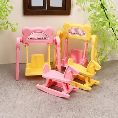 1 Juego Casa de Muñecas Color Macaron Kit Caballo Balancín Miniatura Para Muñeca Bebé Niños Juguetes de Juego de Simulación Regalos para Niñas Accesorios DIY