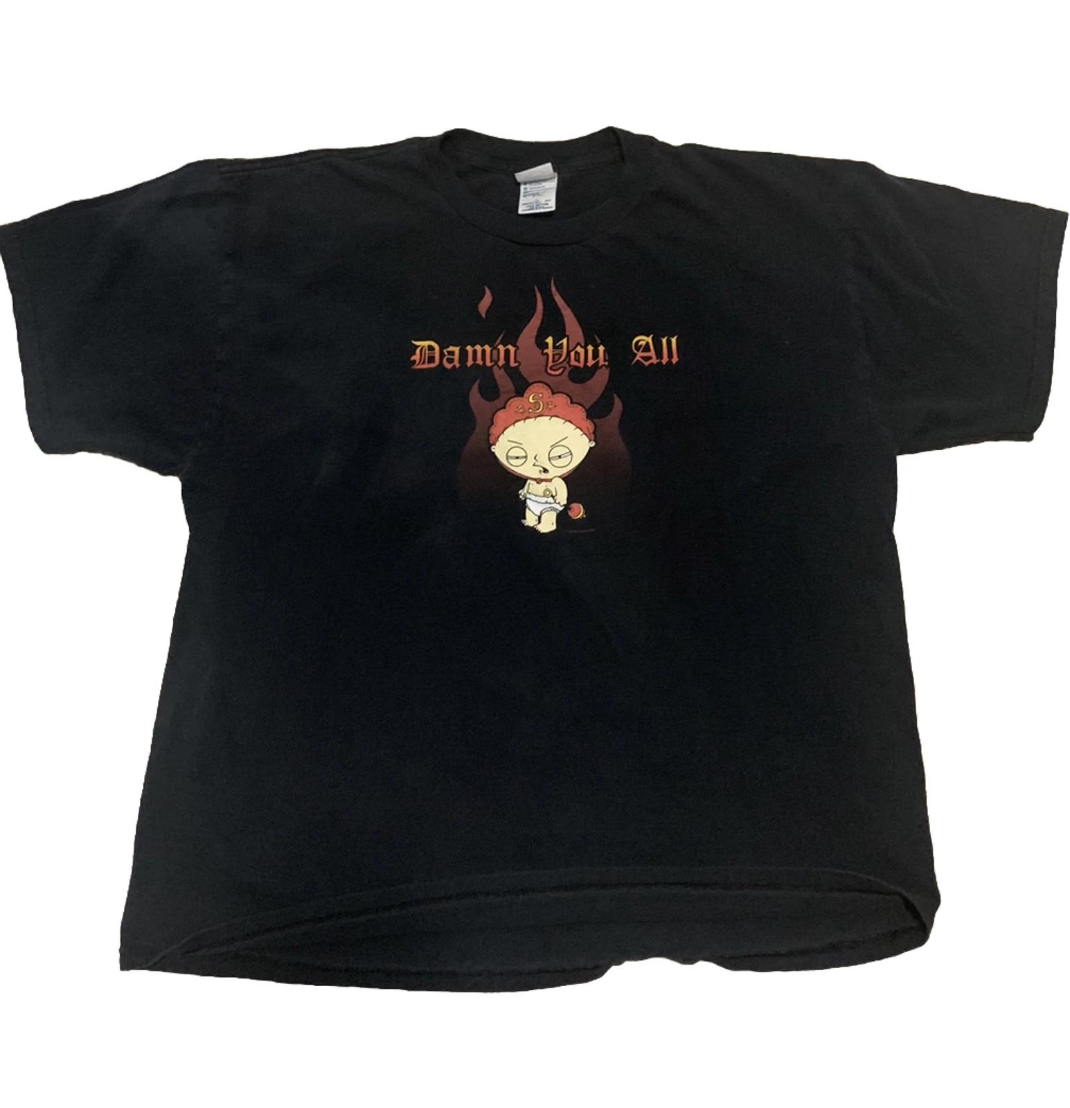 Vintage Stewie T Shirt Family Damn You All Fox Show Men Medium Black S