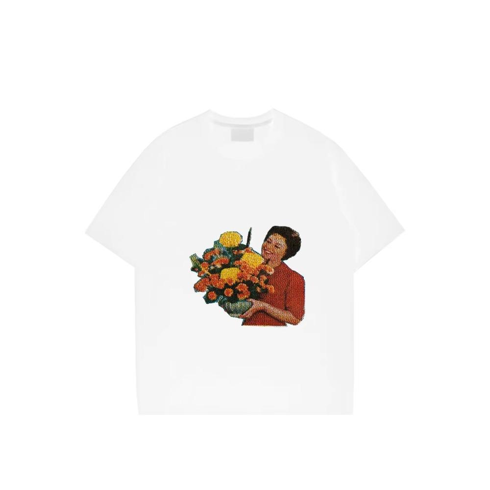 Cotton Fashion Pattern Printed Hip Hop West Men's T Shirt Round Neck Loose Tops Breathable Comfortable Casual Oversized Clothing