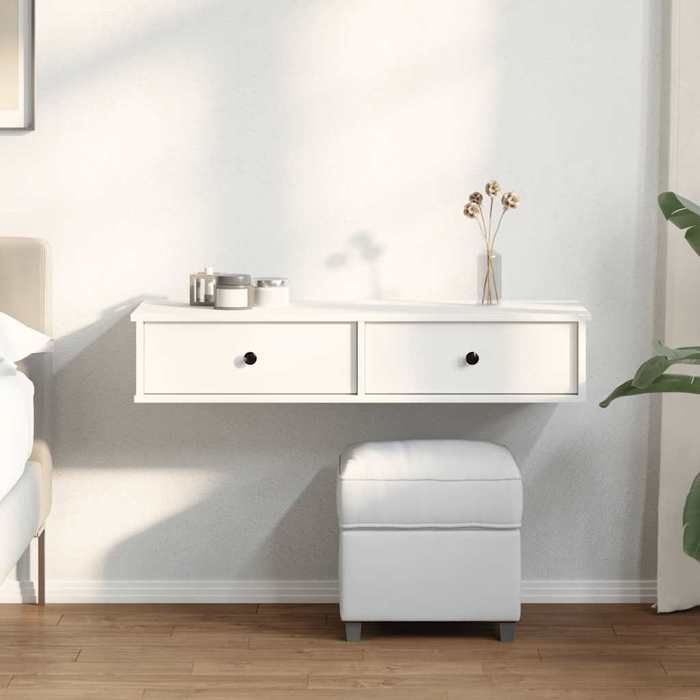 VidaXL Wall Shelf and Drawers White 100x37.5x19cm Engineered Wood 859959