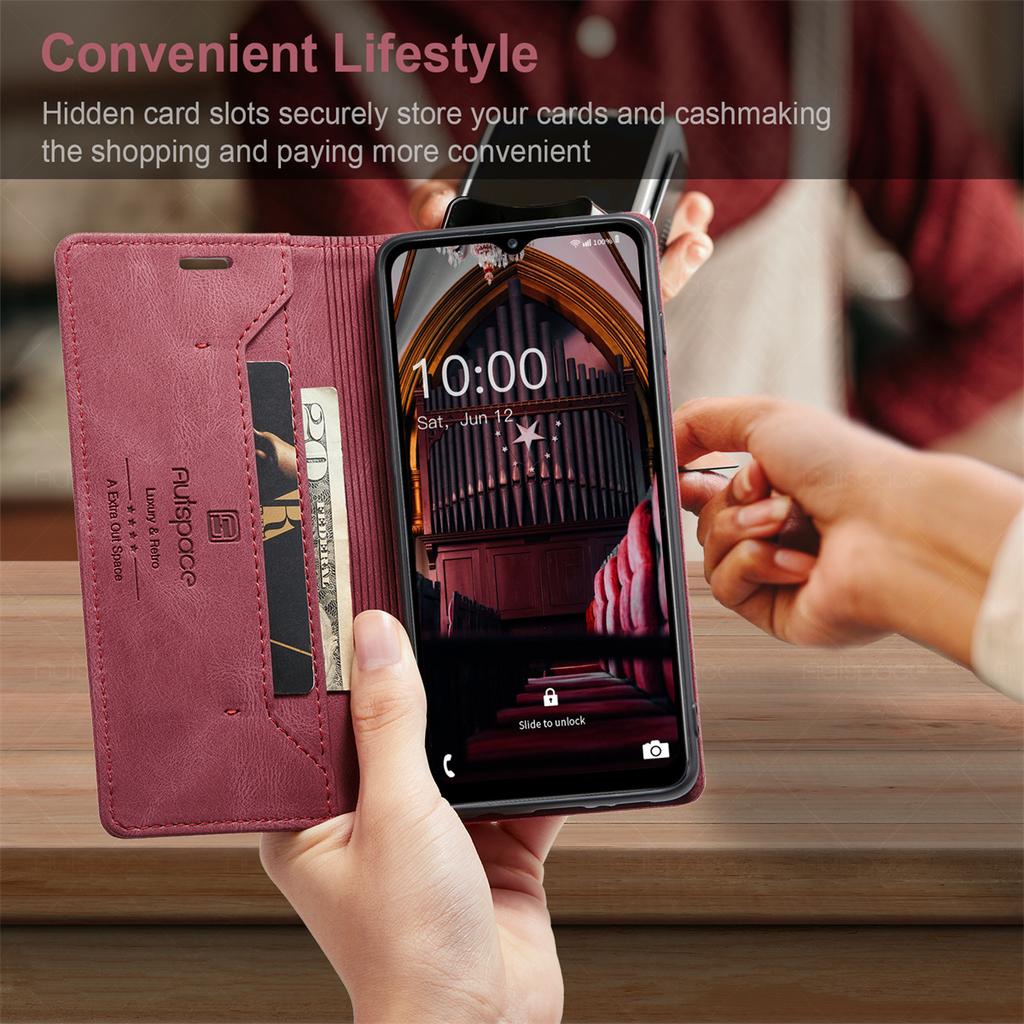 Premium Vintage Leather Wallet Case for Samsung Galaxy A14 4G/5G - RFID Protection Flip Cover with Card Slots, Shockproof Retro Style (4 Colors)