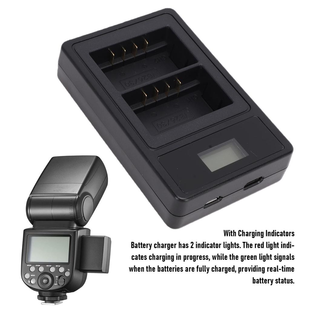 Camera Flash Charger Fit for VB26 VB26B VB30 Battery 5Wx2 Camera Flash Dual Battery Fast Charger with Smart Display