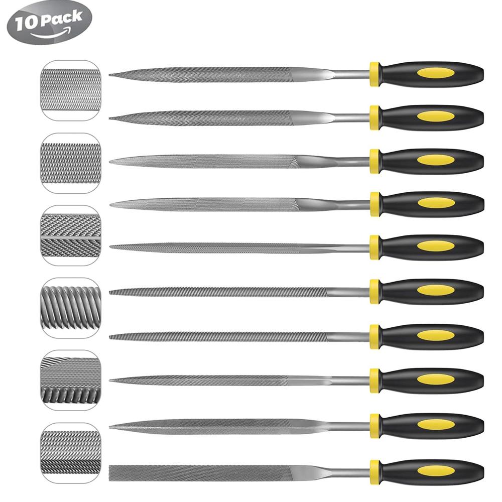 5/10 Pc Premium Needle File Set-High-Carbon Steel Files with Non-Slip Ergonomic Handles for Precise Filing on Wood Model Plastic