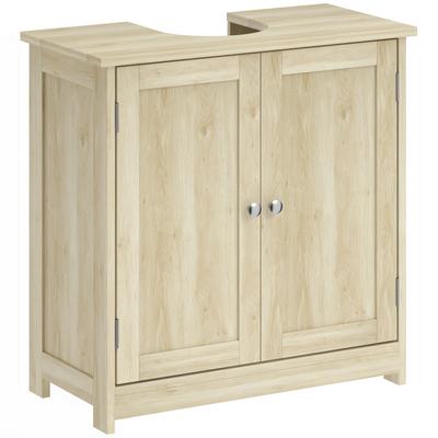 Under-Sink Cabinet with 2 Doors, Adjustable Shelf and U-Shaped Cutout, 60x30x60 Cm, Oak