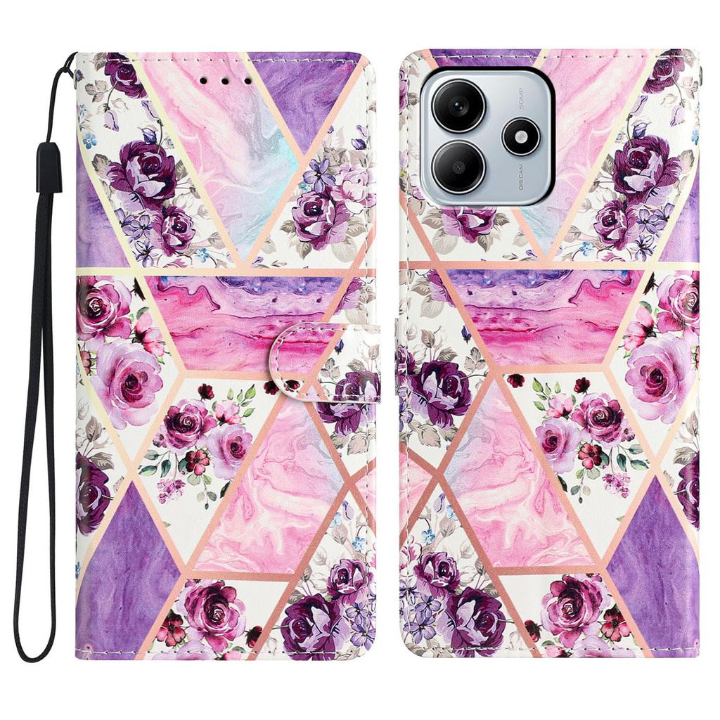For Xiaomi Redmi Note 14 5G Wallet Case PU Leather Pattern Printing Stand Phone Cover with Strap