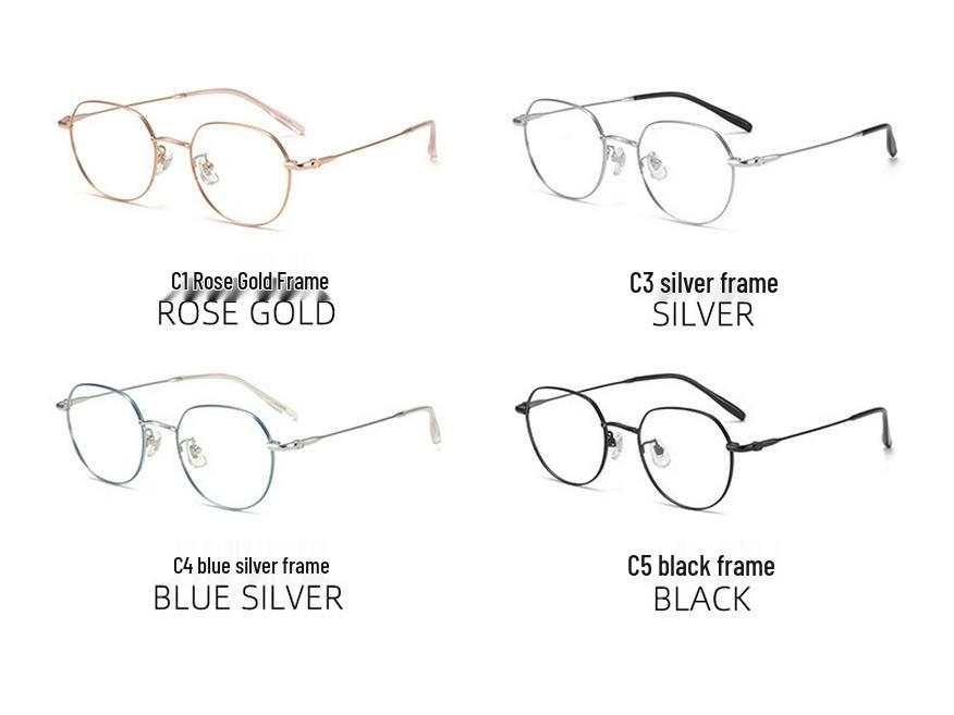 Pure Titanium Eyeglass Frame: Lightweight, Comfortable Unisex 49 Polygon Small Frame Eyewear for Women & Men - Simple & Versatile Design (Model 98702)