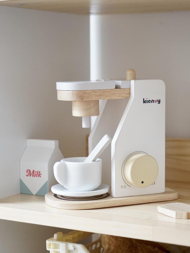 Wooden Toy Coffee & Milk Tea Maker - Parent-Child Interactive Kitchen Playset