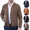 Cardigan d'hiver à col montant et fermeture éclair pour homme, couleur unie, veste décontractée