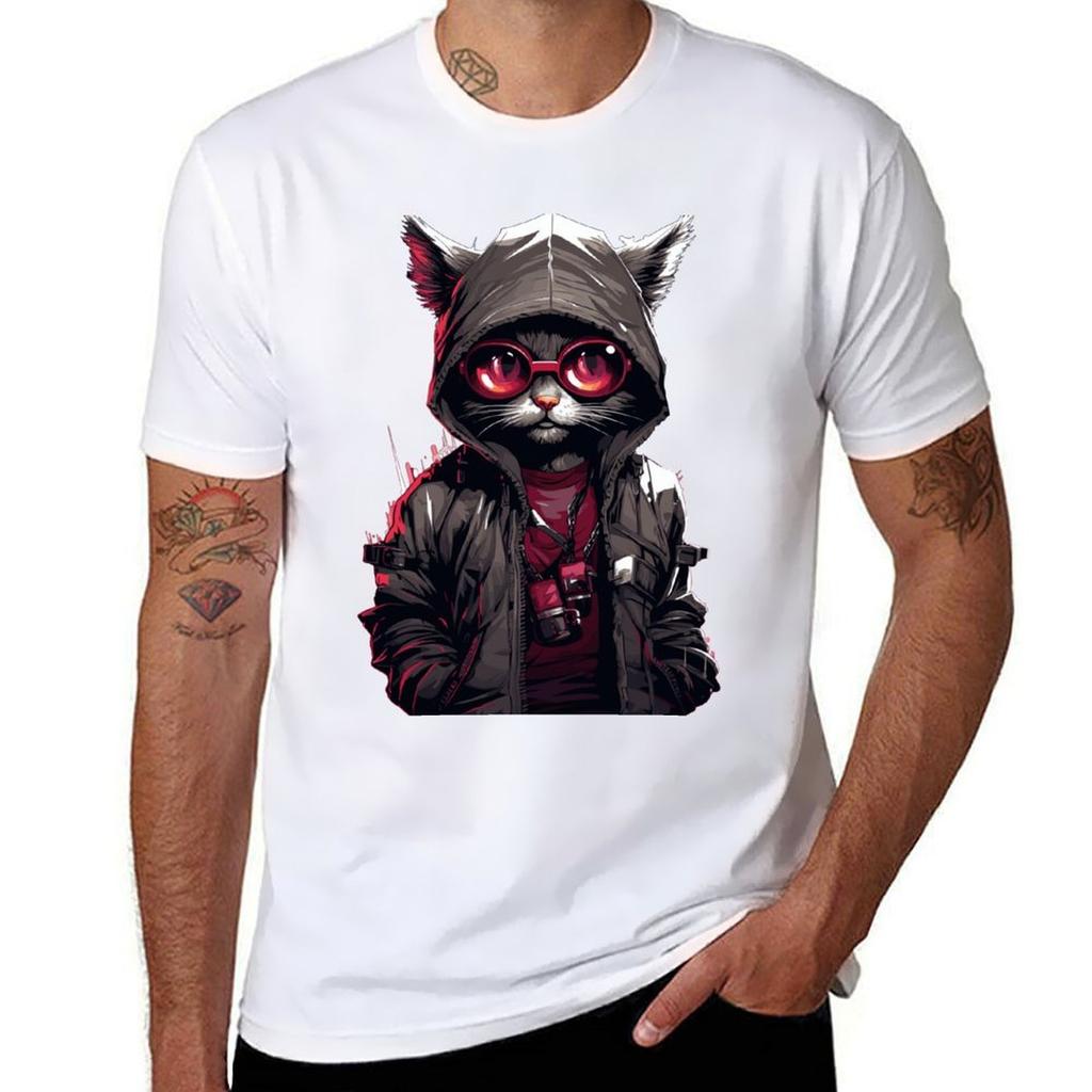 Cyberpunk Cat Kitten Hacker Style Tshirt Essential T Shirt T Shirts For Unisex Cotton Tshirt