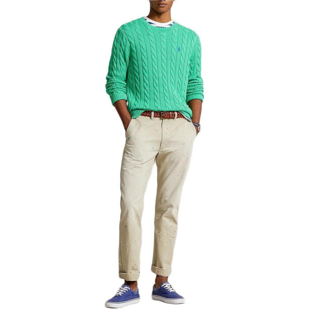 Polo Ralph Lauren Solid Color Crew Neck Ribbed Knit Sweater Men Sweater Green 710775885-505