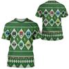 Green Christmas Ugly Sweater Style T-Shirt Unisex Power Rangers Pixel Ranger Head 3D All Over Print Short Sleeve Holiday Casual Graphic Tee