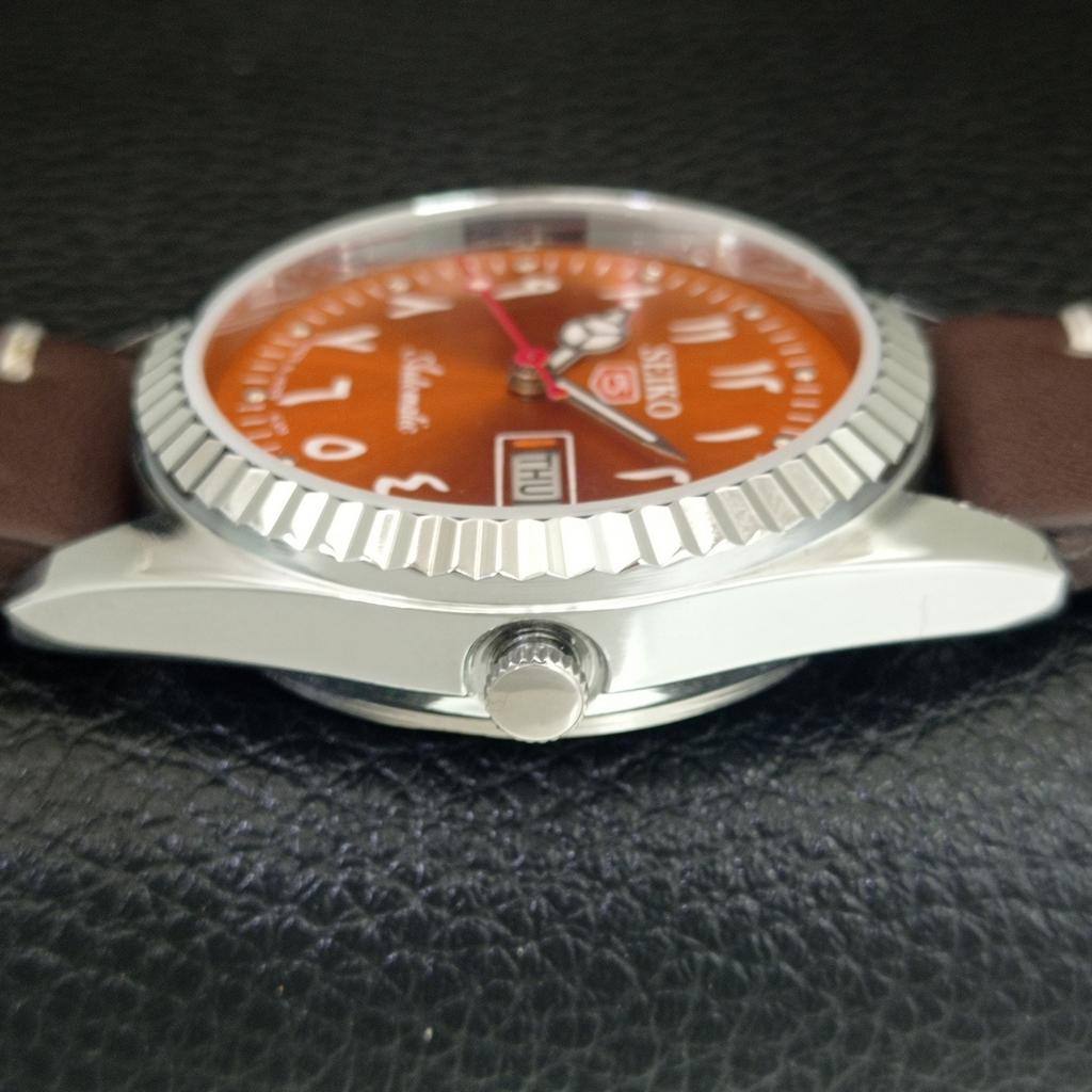 VINTAGE SEIKO 5 AUTOMATIC 6309A JAPAN MENS REFURBISHED ORANGE WATCH a442510-1